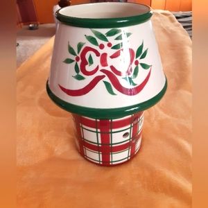 Jar candle holder with ceramic shade, xmas design
